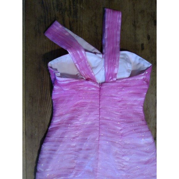 Jovani Pink Prom Dress Womens Sz 2 Mermaid Shoulder Straps Rhinestones Netting - Picture 9 of 15